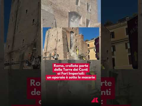 Roma, crollata parte della Torre dei Conti ai Fori Imperiali: un operaio è sotto le macerie